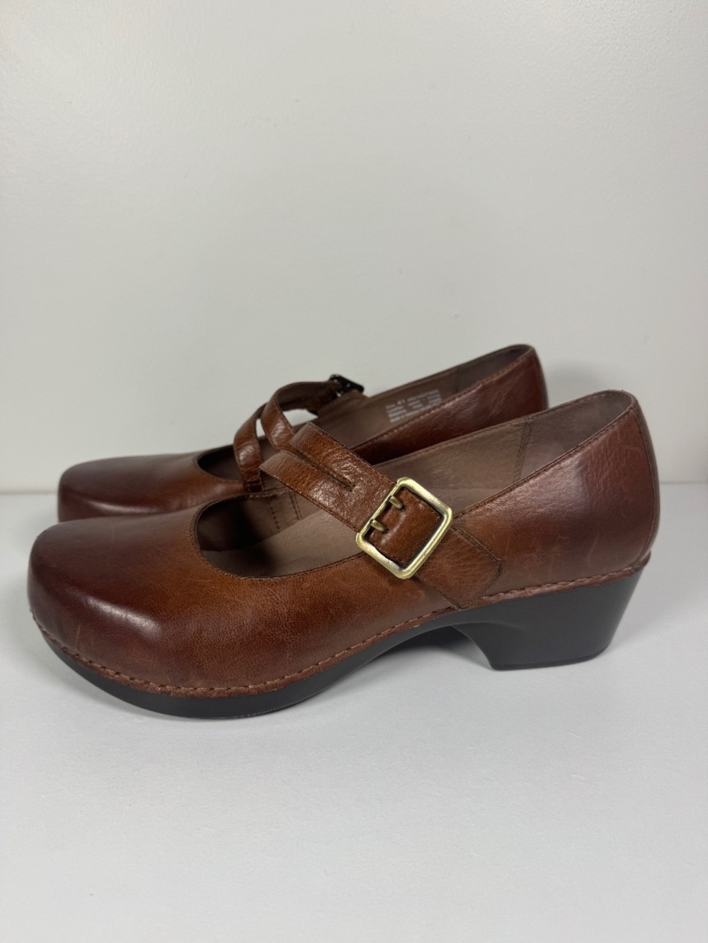 Dansko Tina Brown Leather Mary Jane Ortho Wedge Comfort Shoes | Size 41